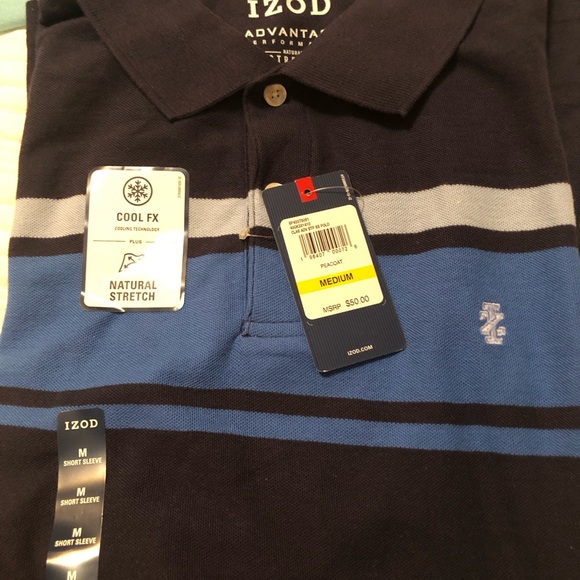 IZOD Polo Shirts in light blue, deep lagoon and peacoat shorts sleeve - Picture 6 of 9